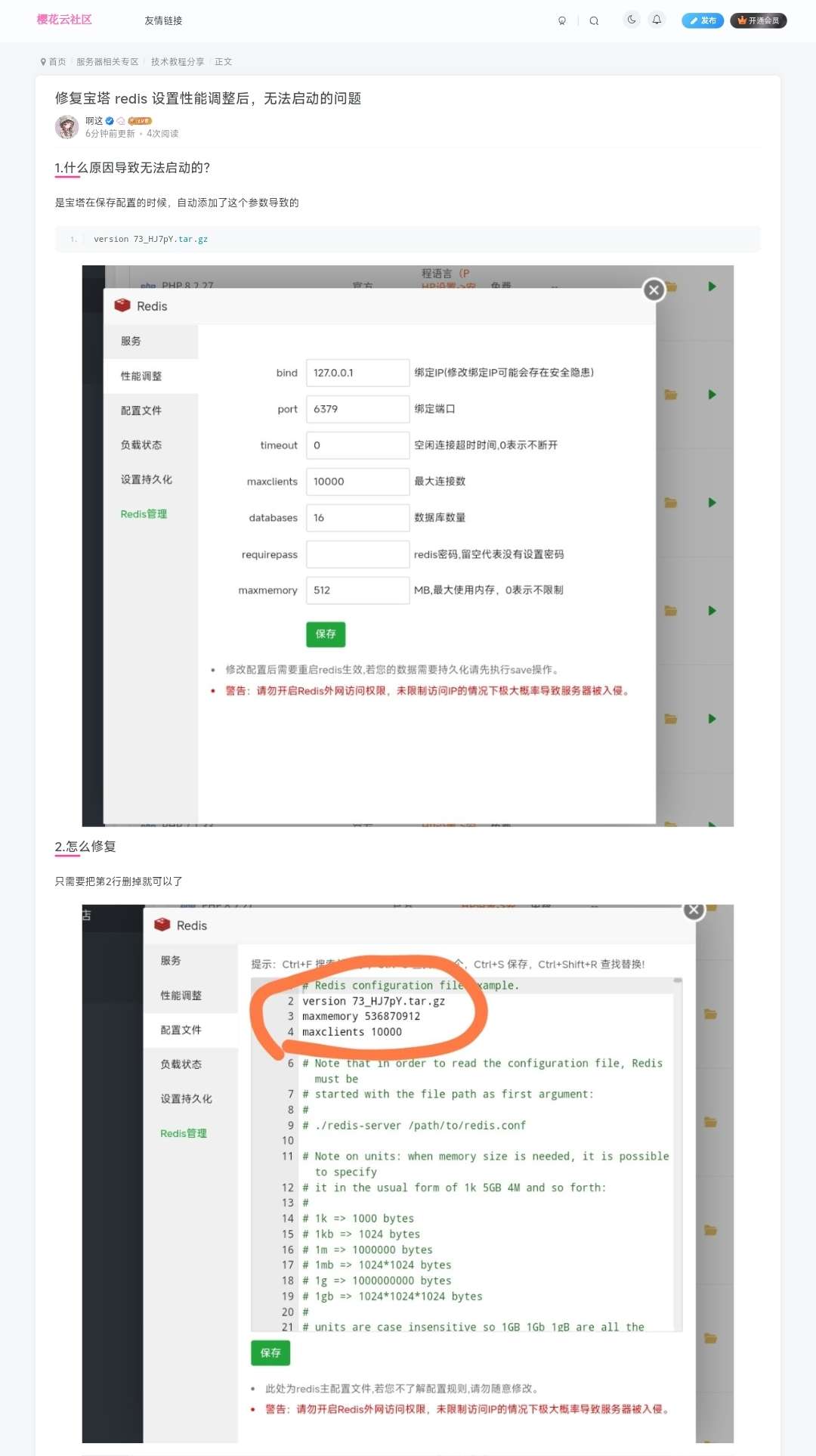 修复宝塔 redis 设置性能调整后，无法启动的问题-爱乐享资源网